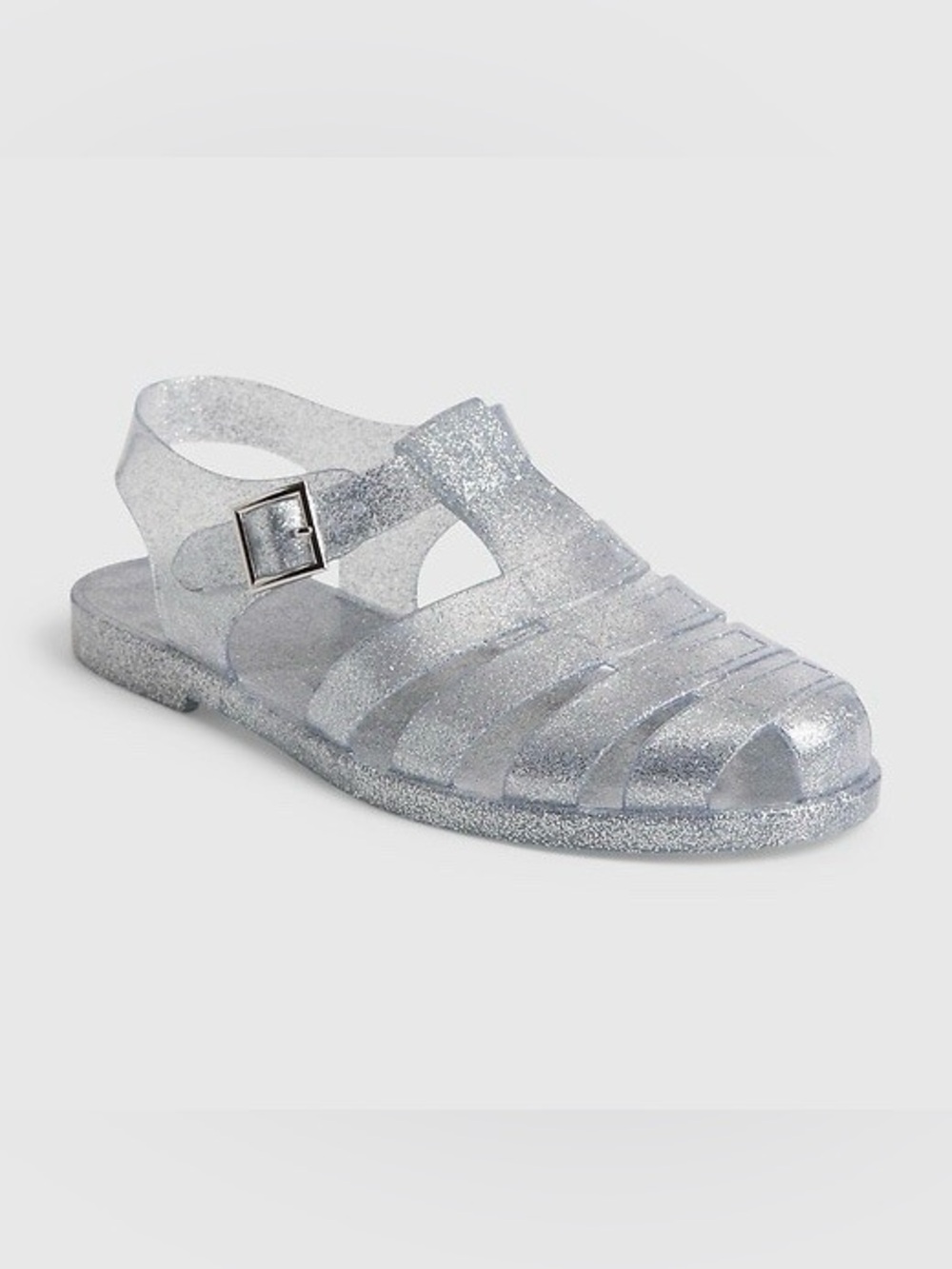 GAP Strapy Sparkly Silver Metallic Glitter Closed Toe Jelly Sandals